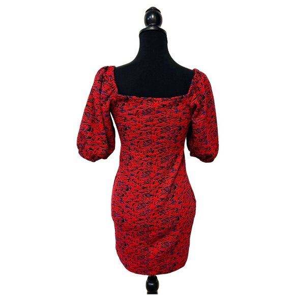 Free People Sunset Bodycon Mini Dress Knit Puff Sleeve Pull-On Square Neck XS - Picture 7 of 11